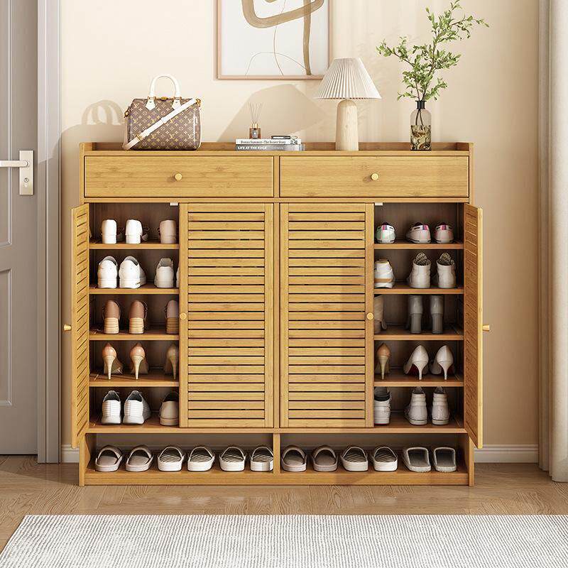 鞋柜家用门口大容量带抽屉入户透气玄关柜收纳多层防尘楠竹鞋架子