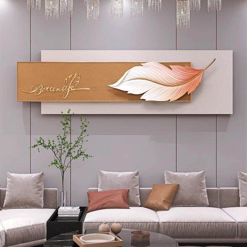 轻奢立体砂岩客厅装饰画卧室床头灯光壁画简约现代沙发背景墙挂画