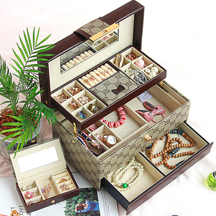 首饰盒带锁公主欧式韩国木质大化妆盒首手饰收纳盒饰品盒礼物品女