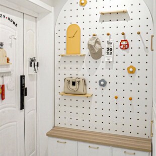 实木洞洞板定制墙壁上置物架挂板装饰隔板装饰收T纳架墙面木质书