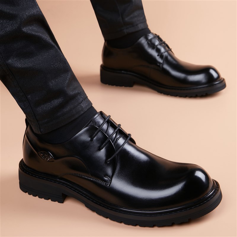 男士皮鞋商务正装结婚新郎鞋内增高英伦风休闲棕色德比皮鞋男