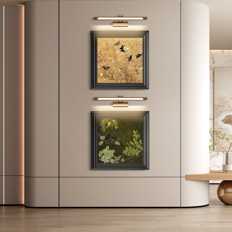 中古侘寂挂画墙面氛围灯装饰画酒店客厅茶室餐厅会所挂件吊杆灯画