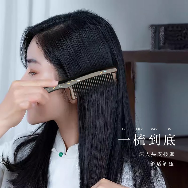 沉贵宝木梳礼盒漆艺彩绘节日女士长发专用送女友妈妈养发梳子礼物