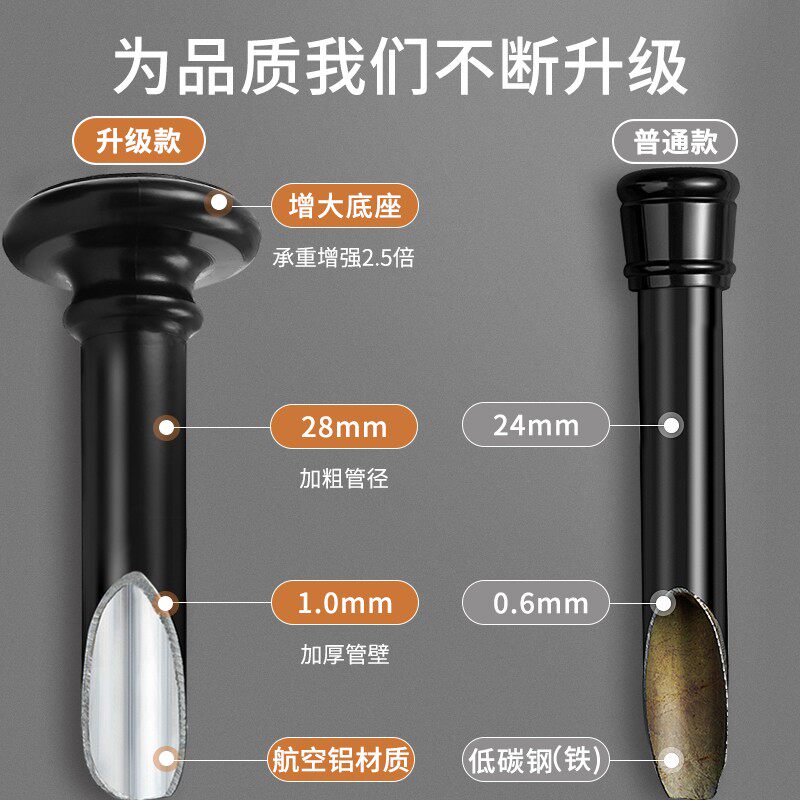 免打孔卫生间晾衣杆子可伸缩衣架窗帘挂杆浴帘升缩杆收缩衣柜撑杆