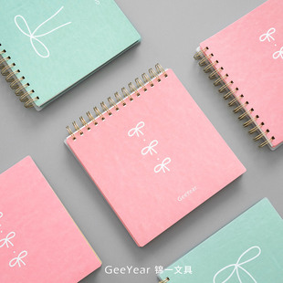 蝴蝶结方形线圈本PVC手账l本少女手帐拼贴记事本本子高颜值按扣日