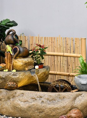 花园阳台a民宿院子养鱼池循环流水摆件假山喷泉造景装饰落地水景