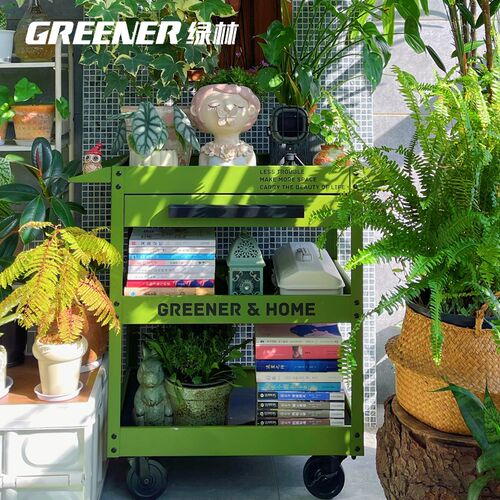 GREENER小推车o花架阳台花盆置物架多层层架铁艺花架子客厅落地式