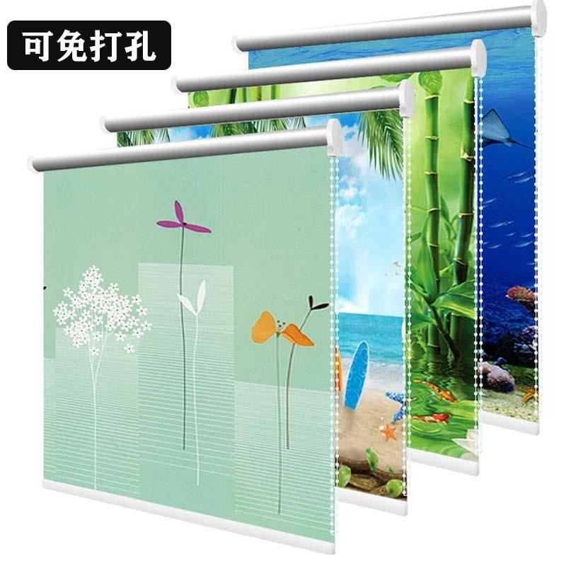 手拉升降卷帘窗帘卧室遮光遮阳厨房非百叶窗防水洗手间卫生间卷帘
