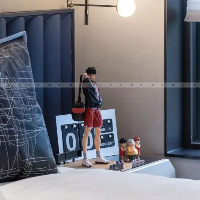 简约现代样板间儿童m房摆件男孩房床头篮球主题灌篮高手模型装饰