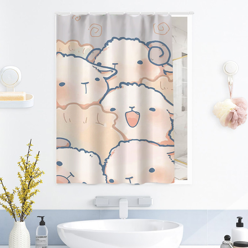 卫生间浴室柜梳妆台镜子遮挡帘可移动镜面的帘布全身试衣镜防尘帘