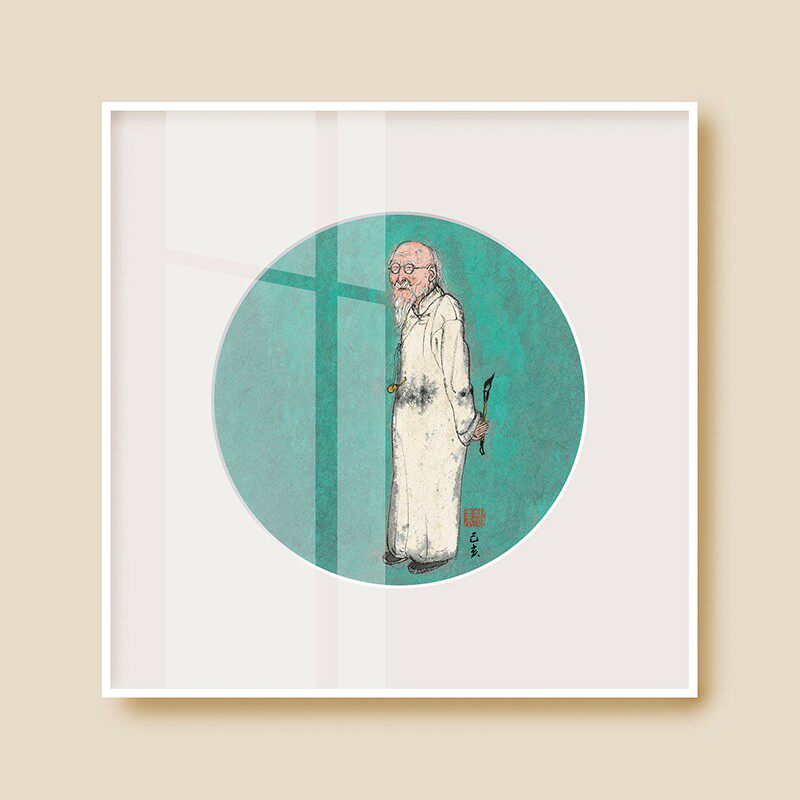 薛继业水墨高精微喷版画35*35有框客厅卧室卫生间走廊装饰画