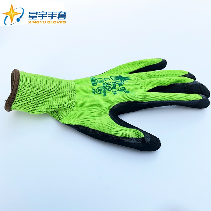 星宇红宇L309黑色乳胶发泡手套舒适柔软防滑耐磨透气劳保手套