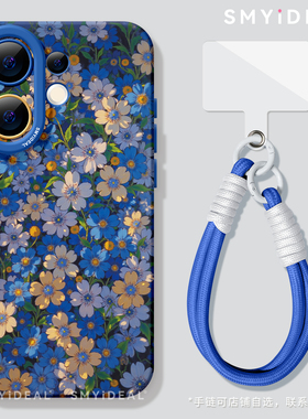 适用vivos30手机壳s30promini新款s30镜头vivo系列s30pro全包s20新品s19高级感s18外壳s16女s15男s12蓝色花朵
