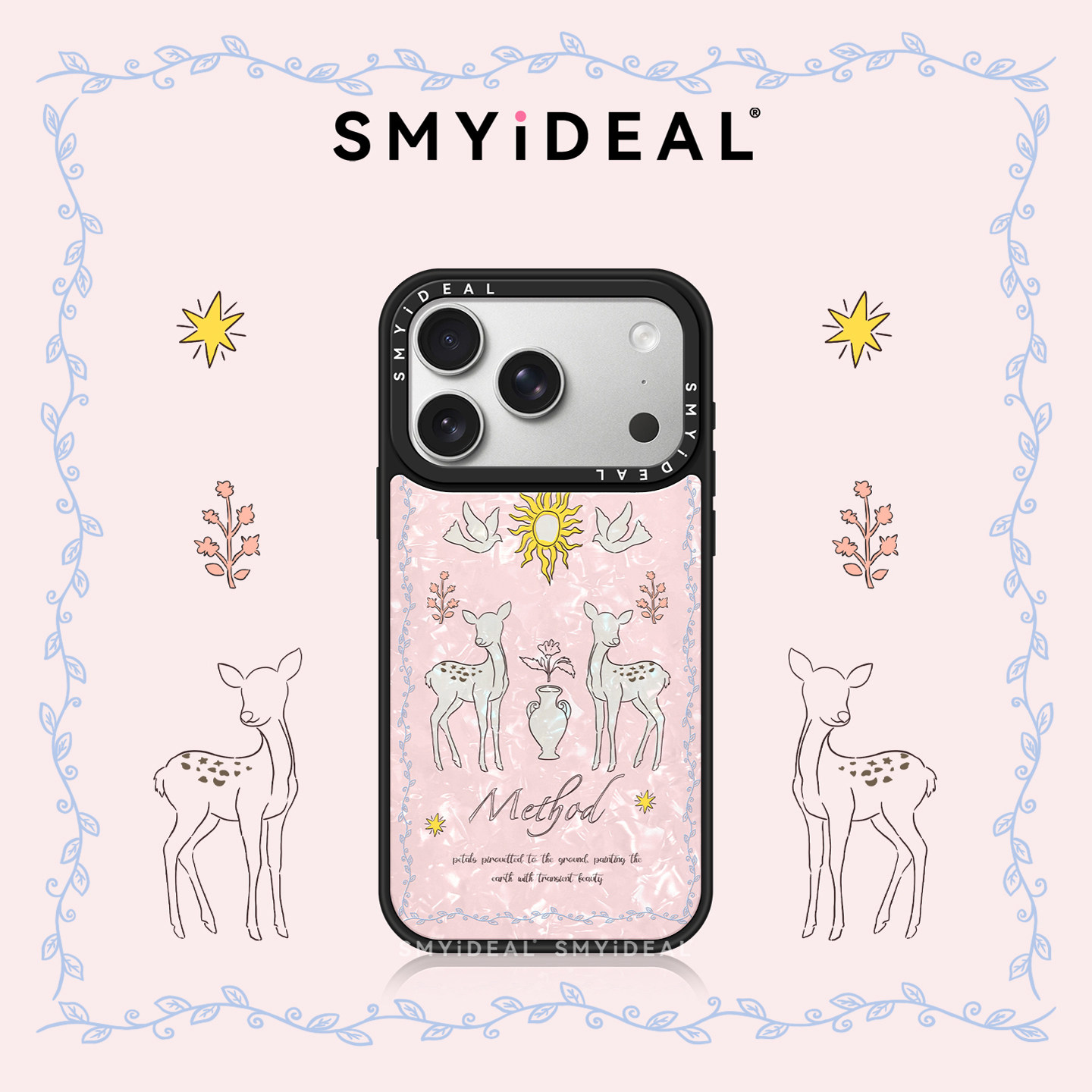 适用苹果17手机壳女款iphone17promax保护套16plus小众高级感15Pro超火新款磁吸14不撞款13梅花鹿贝壳纹外壳