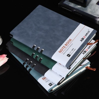 笔记本带笔插定制可印logo软皮羊巴皮加厚带笔b5商务简约私人会议