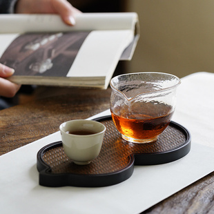 茶盘壶承壶垫壶托杯垫杯托茶具 天然重竹席面干泡台葫芦编织储水式
