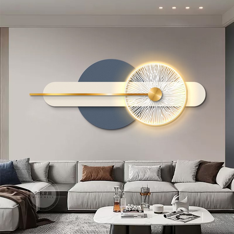 现代轻奢客厅装饰画高级感灯画意式极简沙发背景挂画卧室立体壁饰图片