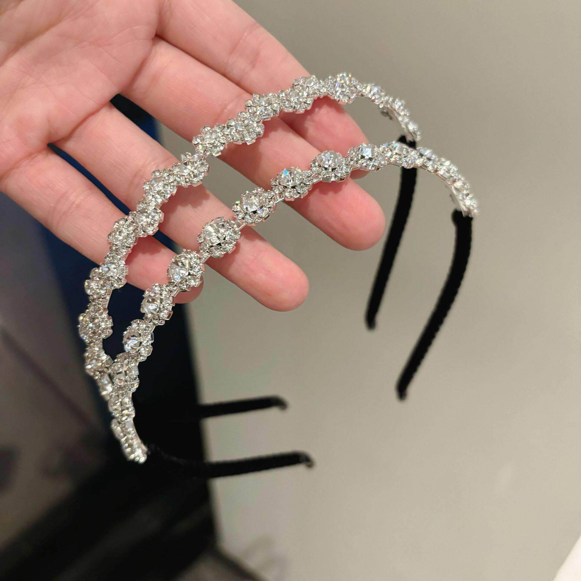 水钻发捆闪钻花朵发箍细领结头箍镶钻发饰