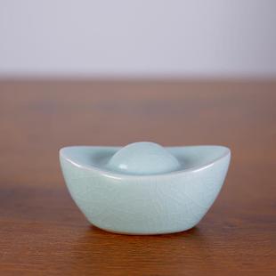 宝摆件精品创意茶玩仿真茶盘摆件创意配件 汝窑开片可养茶宠招财元