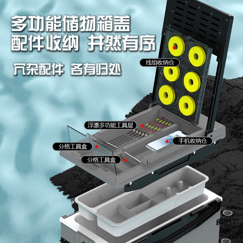 轨道多功能钓鱼箱29升钓鱼箱2025新款大容量垂钓钓鱼箱超轻台钓鱼