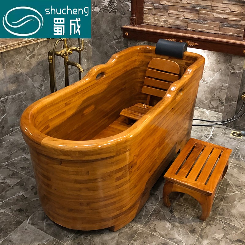 蜀成橡木加厚成人木桶泡澡桶家用会所洗澡桶沐浴盆木桶浴缸沐浴桶
