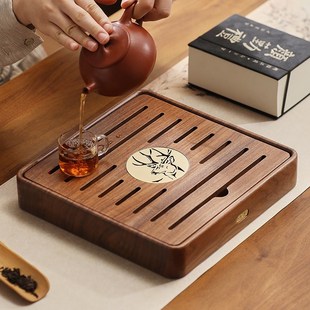 家用野餐便携式 那澜多好胡桃木茶盘新中式 干泡台储水沥水功夫茶具