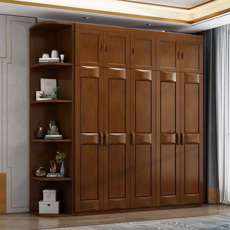 实木衣柜3456门中式简易木质衣柜储物柜卧室家具对开门经济型组装
