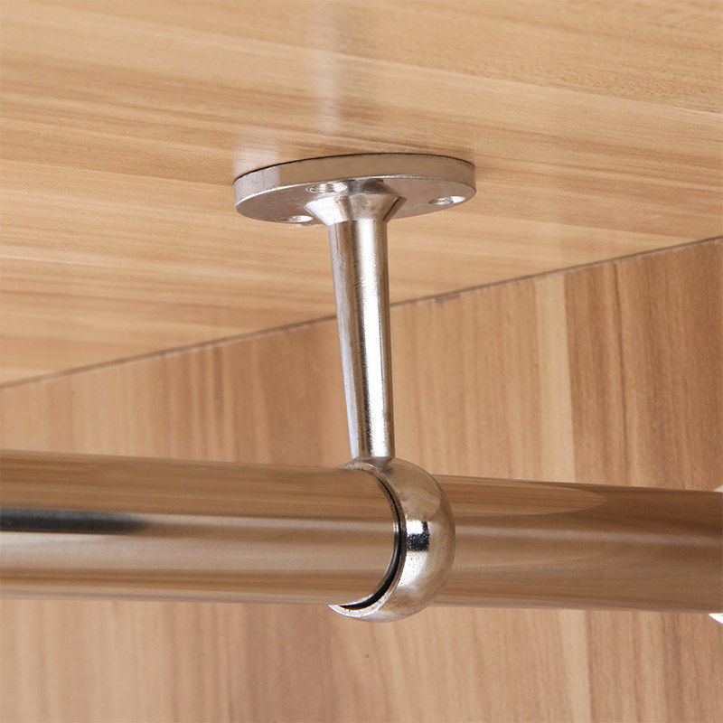 不锈钢伸缩杆免打孔挂衣杆衣橱挂杆衣柜横杆柜内五金阳台晾衣杆。