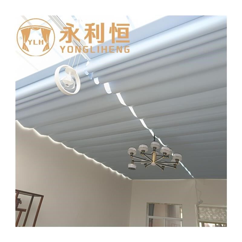阳光房顶遮阳帘手动电动折叠天棚帘玻璃棚隔热降温窗帘伸缩式定制