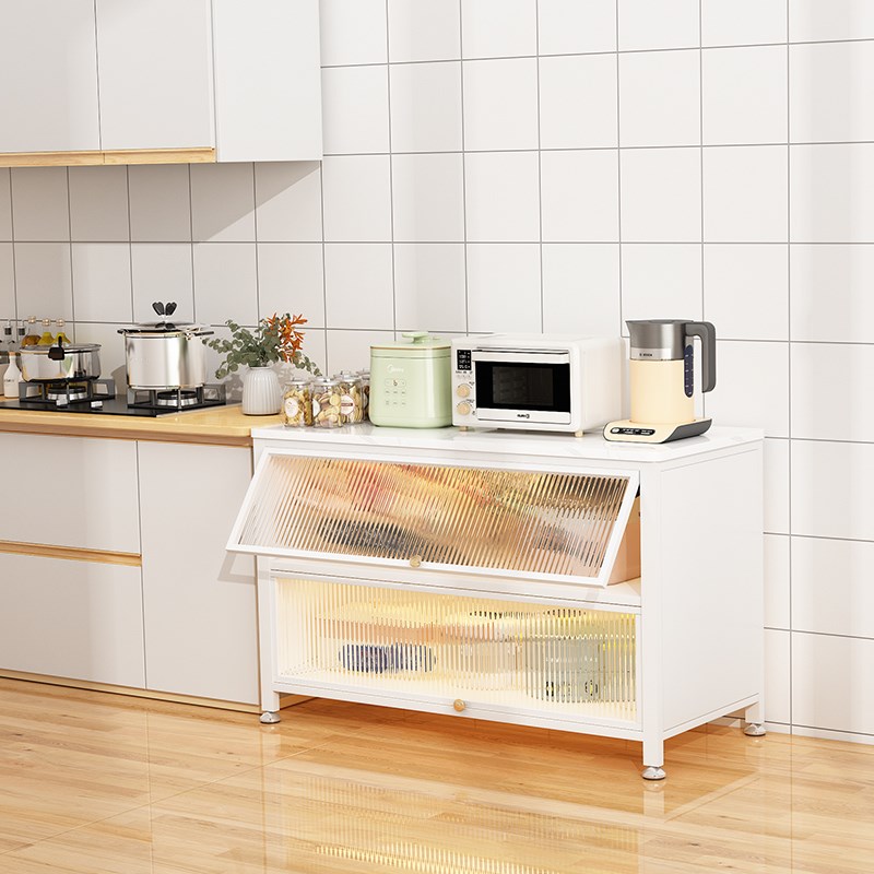 厨房置物架多层落地岩板台面微波炉碗筷收纳橱柜多功能餐边储物柜