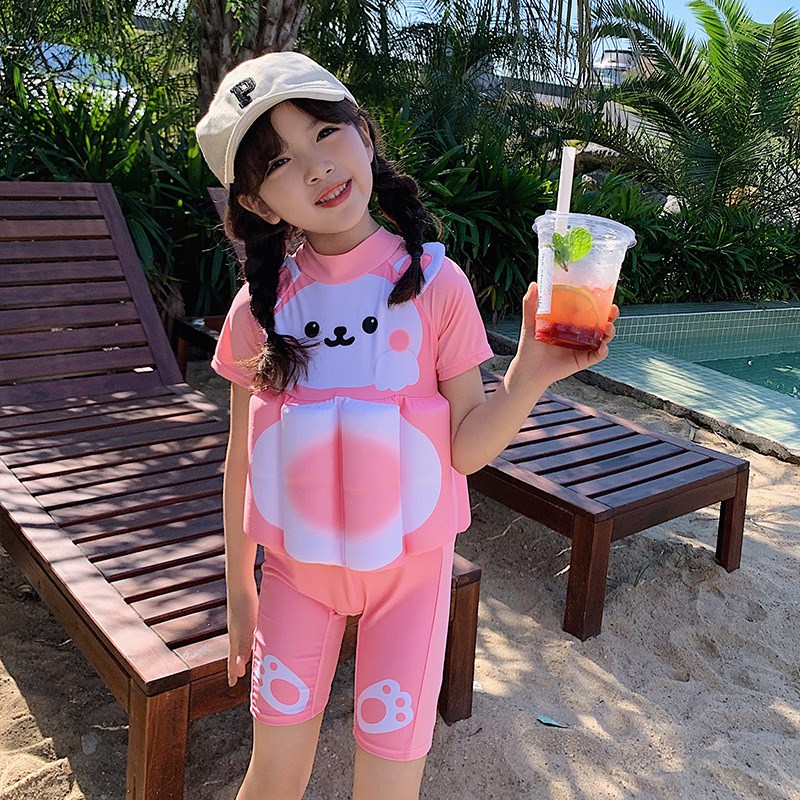 儿童浮力泳衣女孩新款可爱连体游泳训练套装宝宝泳衣圈泡沫漂浮衣