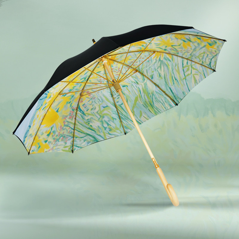 费乐德长柄太阳伞10骨抗风暴雨伞弯钩木柄晴雨两T用伞双层加厚防