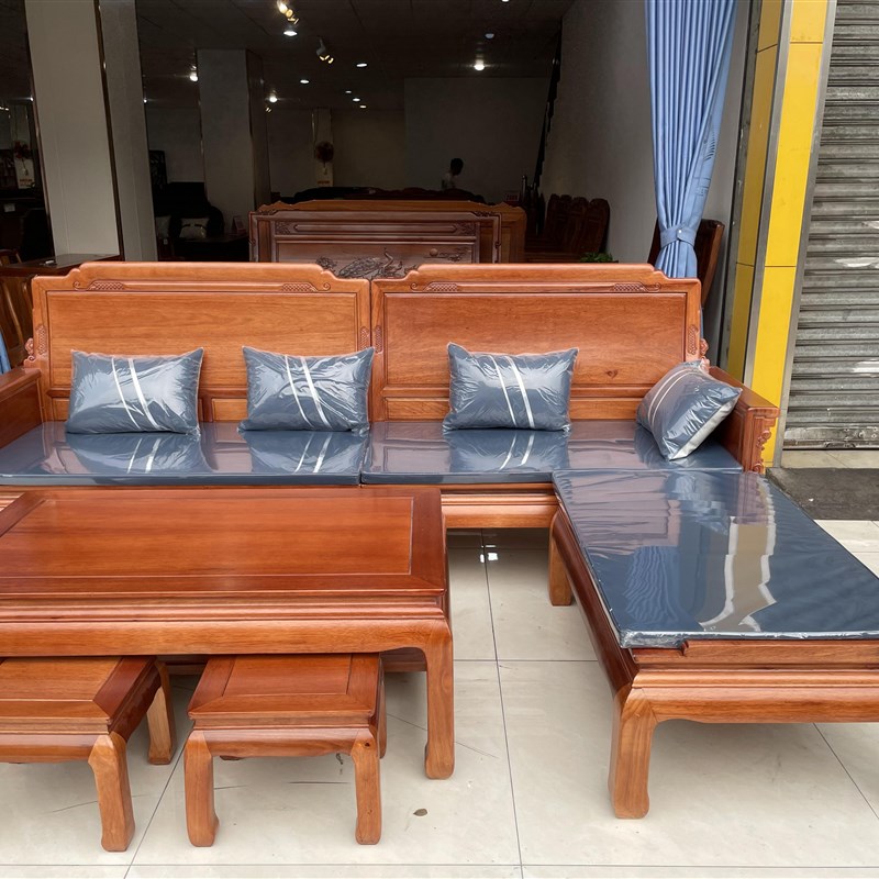 红木沙发菠萝格沙发全实木转角贵妃沙发客厅新中式冬夏二用配坐垫