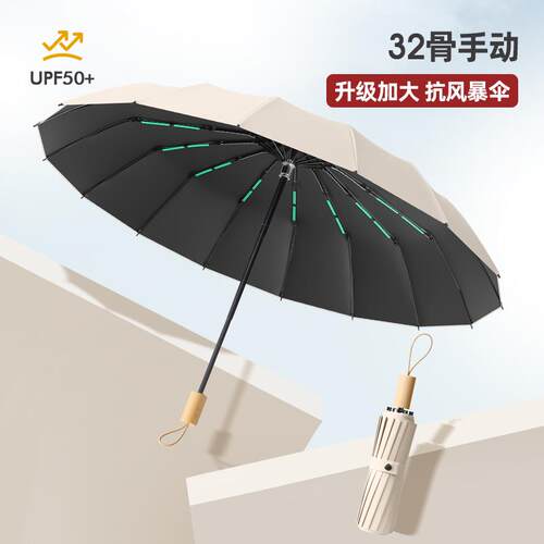 32骨雨伞加大加厚加固q男士折叠双人太阳伞女晴雨两用伞防晒遮阳