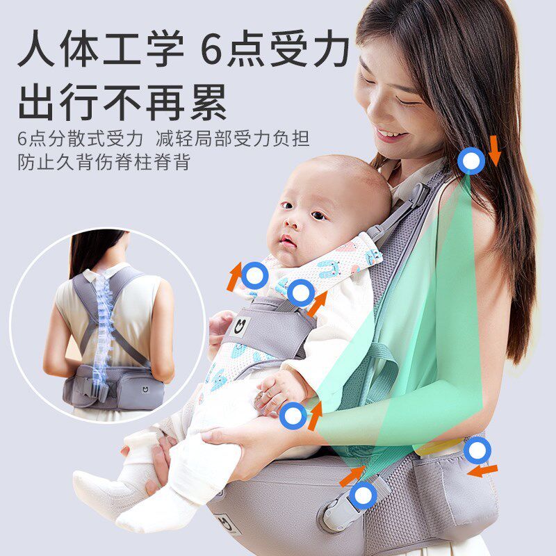 婴儿腰凳腰凳四季轻便宝宝背篼多功能交叉婴幼儿简易外出抱娃神器