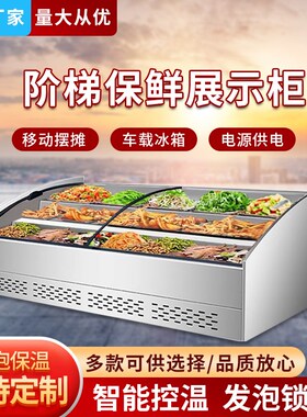 台式阶梯展示柜移动摆摊冷藏冷冻展示柜夜市三轮车串串卧式冰柜