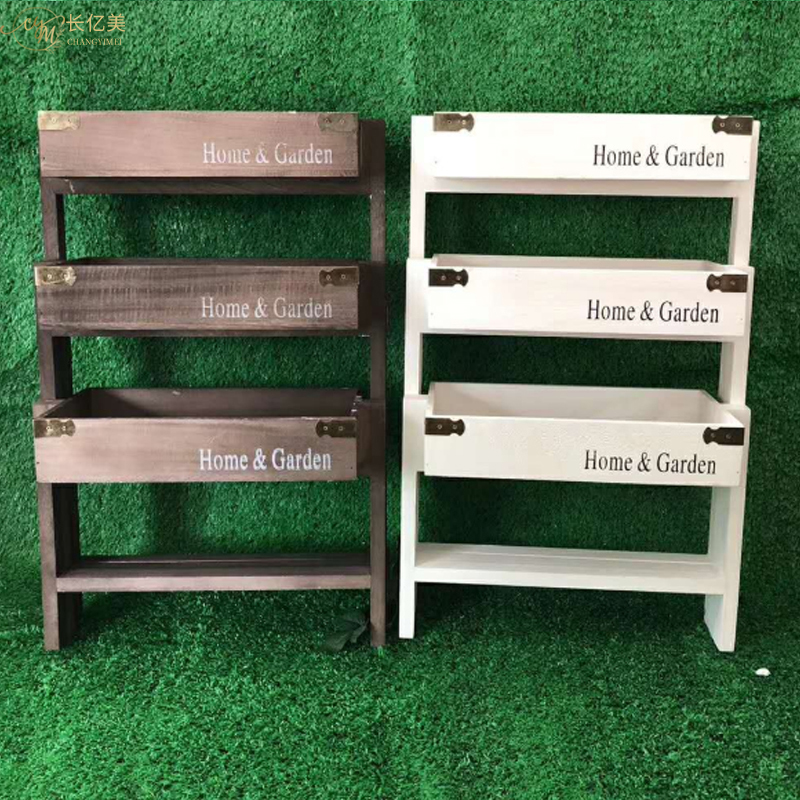 田园风阶梯实木收纳 森系婚庆道具店铺摆设 婚礼迎宾舞台礼品花架
