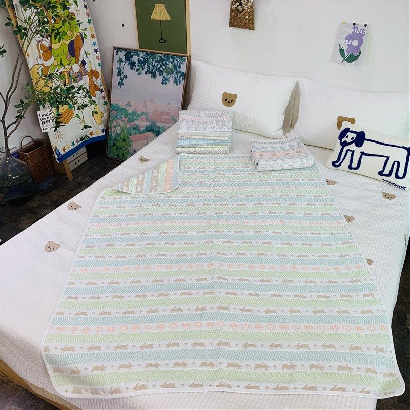 六层软凉席纱布床单婴儿吸汗宝宝透气幼儿园双人可机洗不粘身