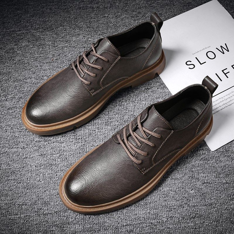 马丁靴男低帮英伦风工装休闲皮鞋春季春秋款男鞋男士马丁鞋子男款