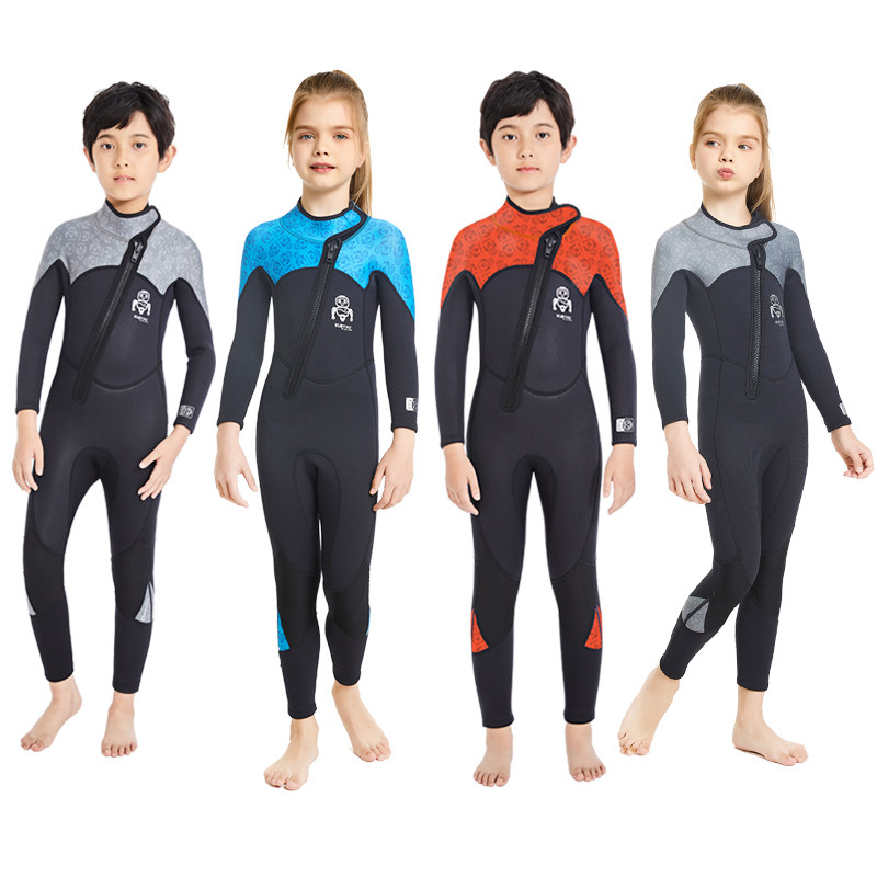 保暖冲浪游泳衣儿童专业加u厚潜水服男女孩连体防寒水母衣前开拉