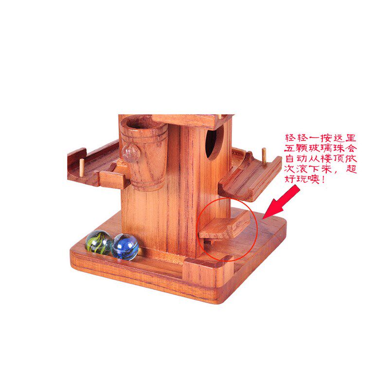 木制益智玩具滑滑车轨道滑翔车木质滑梯速飞车高楼滚珠滑滑车