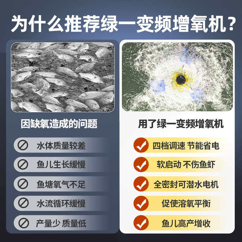 永磁变频鱼塘增氧机养殖水车叶轮式大型曝气氧增机池塘制氧泵
