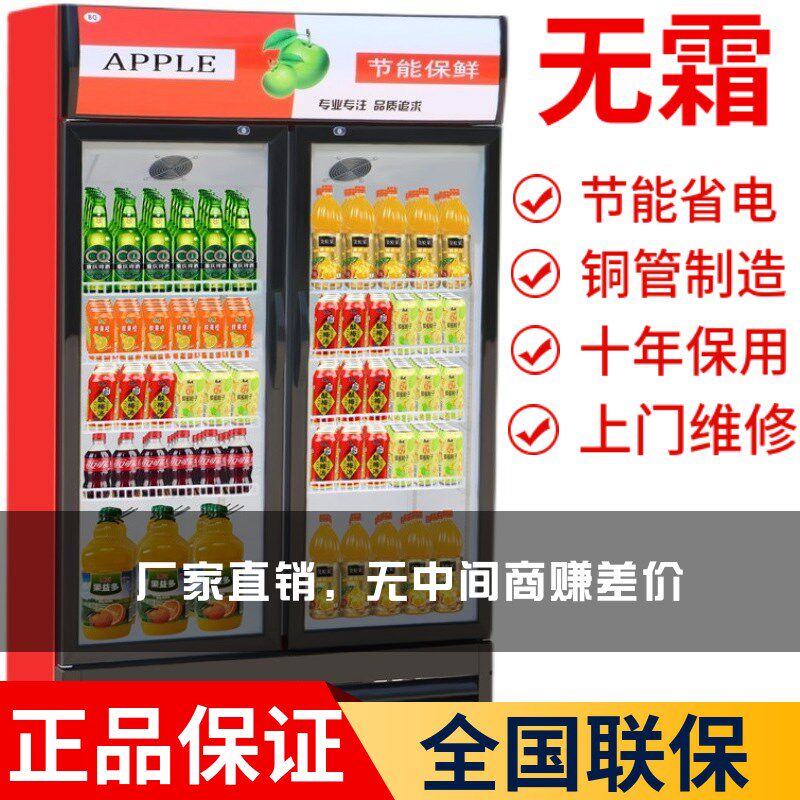 饮料展示柜商用冷藏啤酒柜双门立式风冷便利店水果蔬菜保鲜节能