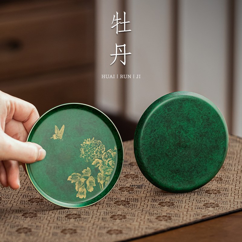 中式国风茶e杯垫手工黄铜茶杯托茶桌隔热茶垫防烫壶托功夫茶具配