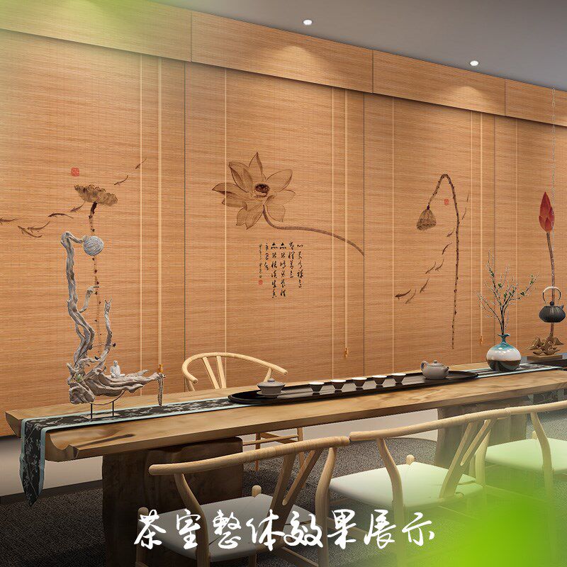 竹帘卷帘挂画阳台遮阳帘中式装饰门帘隔断宋式美学窗帘窗户遮光帘