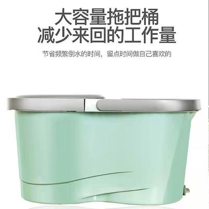 加厚带轮双驱动拖把桶旋转不锈钢甩干墩布家用拖布免手洗干湿两用