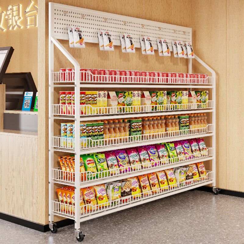 超市零食货架网红新款收银台便利店食品玩具饮R料展示架多层置物