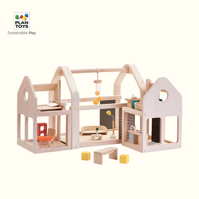 plantcoys儿童木质娃娃房男女孩玩具生日小木屋礼物7611