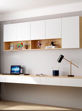 书架墙上壁挂式实木挂墙壁柜定制隔板吊柜悬空书桌客厅卧室置物架