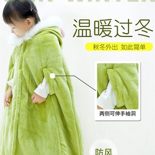 婴儿斗篷披风秋冬季加厚儿童男女宝宝a类加绒挡风衣外出服可伸手